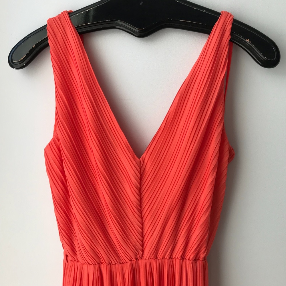 Miss Selfridges pleated coral dress